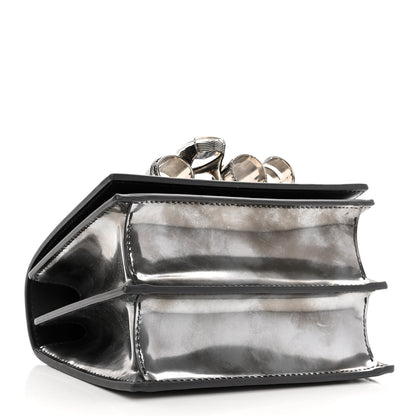 Alexander McQueen Metallic Patent Calfskin Jeweled Knuckle Satchel Silver 4 of 9