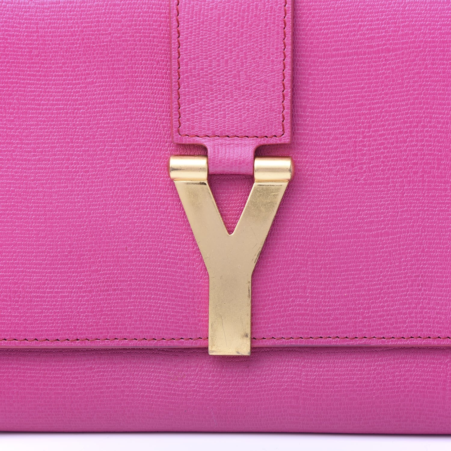 Saint Laurent Textured Calfskin Y Ligne Clutch Fuchsia 9 of 10
