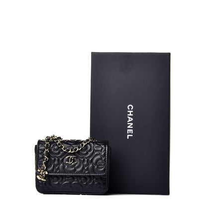Chanel Lambskin Camellia Embossed Chain Belt Bag Black 10 of 10