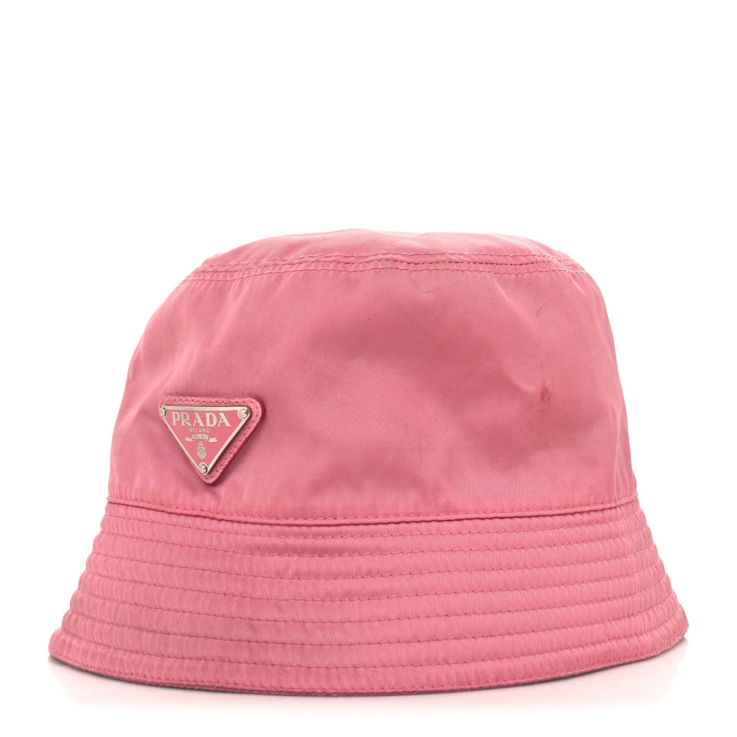 Prada Re-Nylon Metal Triangle Logo Womens Bucket Hat S Rosa 1 of 9