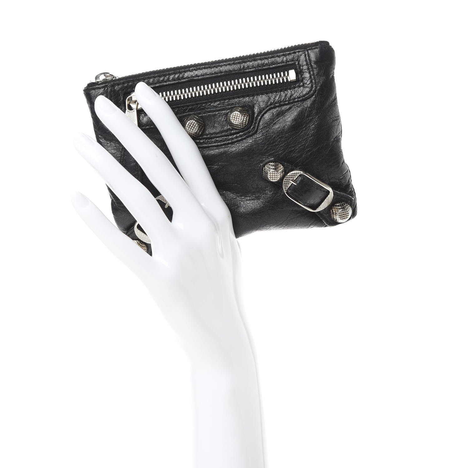 Balenciaga Agneau Giant 12 Silver Hardware M Porte-Monnaie Coin Purse Black 2 of 8