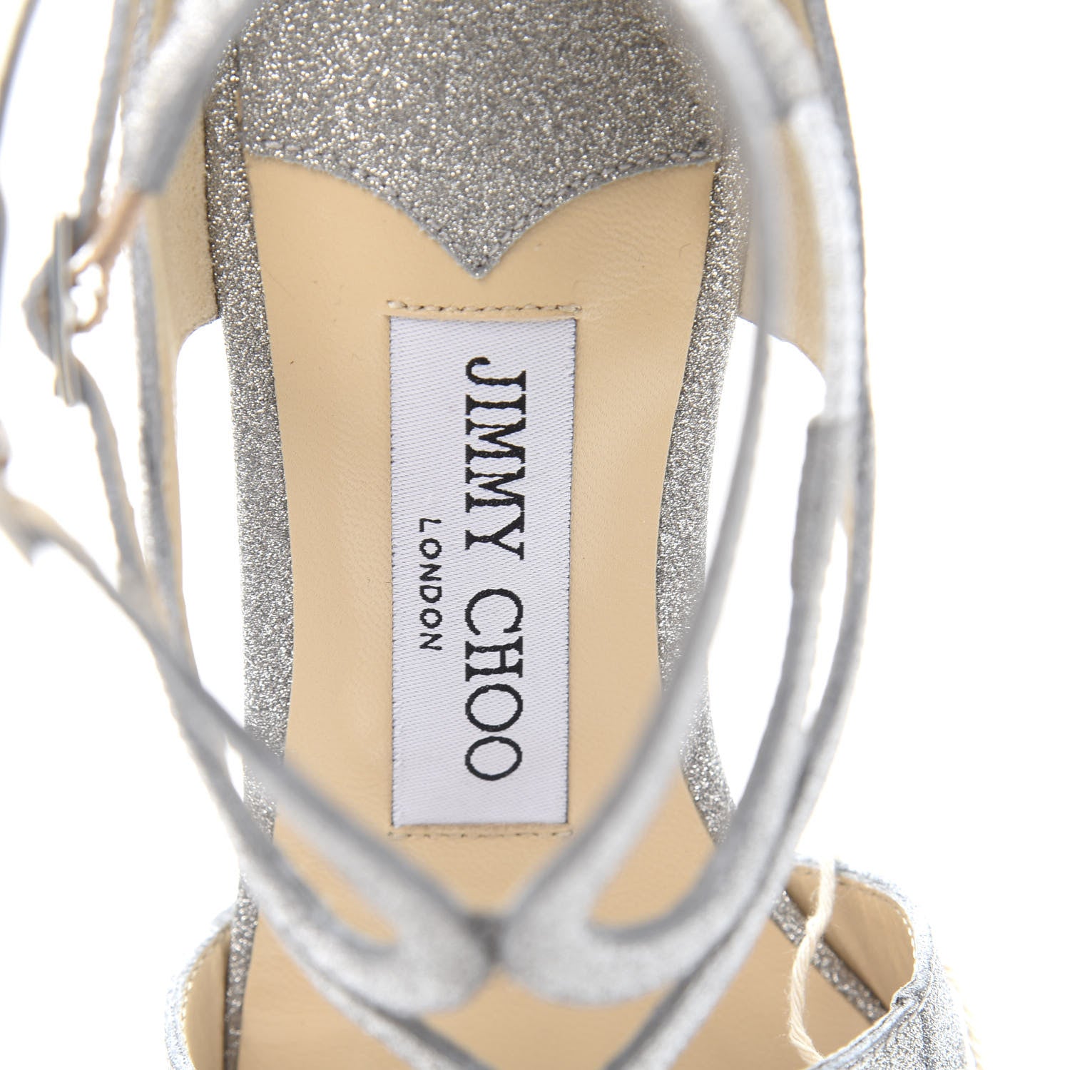 Jimmy Choo Glitter Calfskin Lancer Flats 35.5 Silver 6 of 8