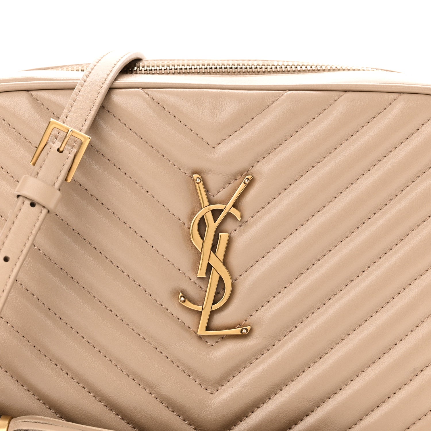 Saint Laurent Calfskin Matelasse Monogram Lou Camera Bag Dark Beige 8 of 11