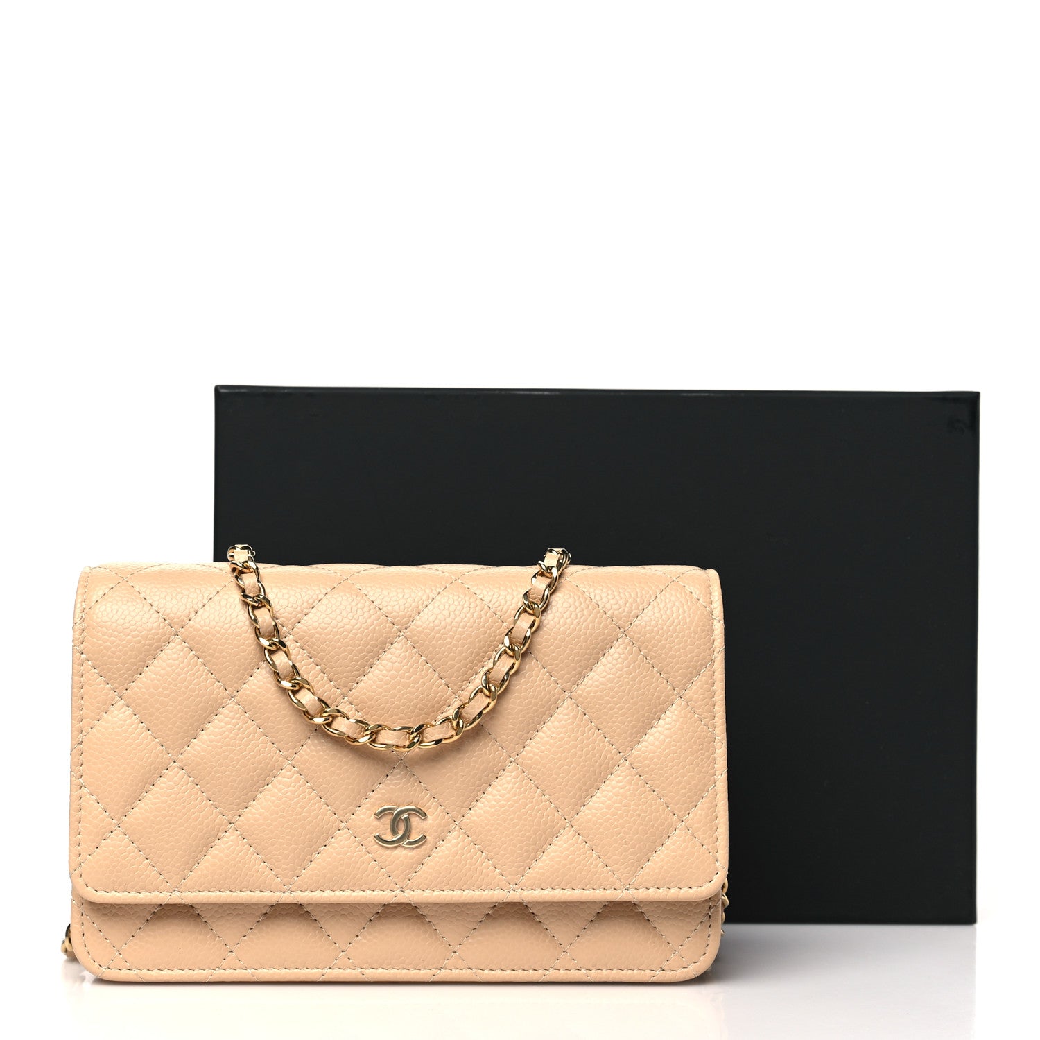 Chanel Caviar Quilted Wallet on Chain WOC Beige 12 of 12