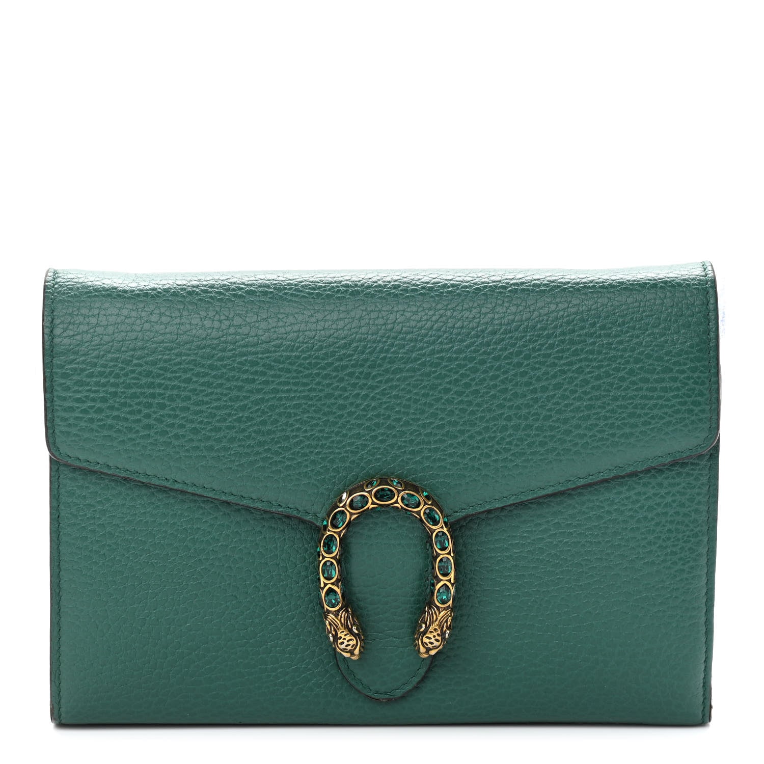 Gucci Calfskin Mini Dionysus Chain Wallet Emerald 1 of 10