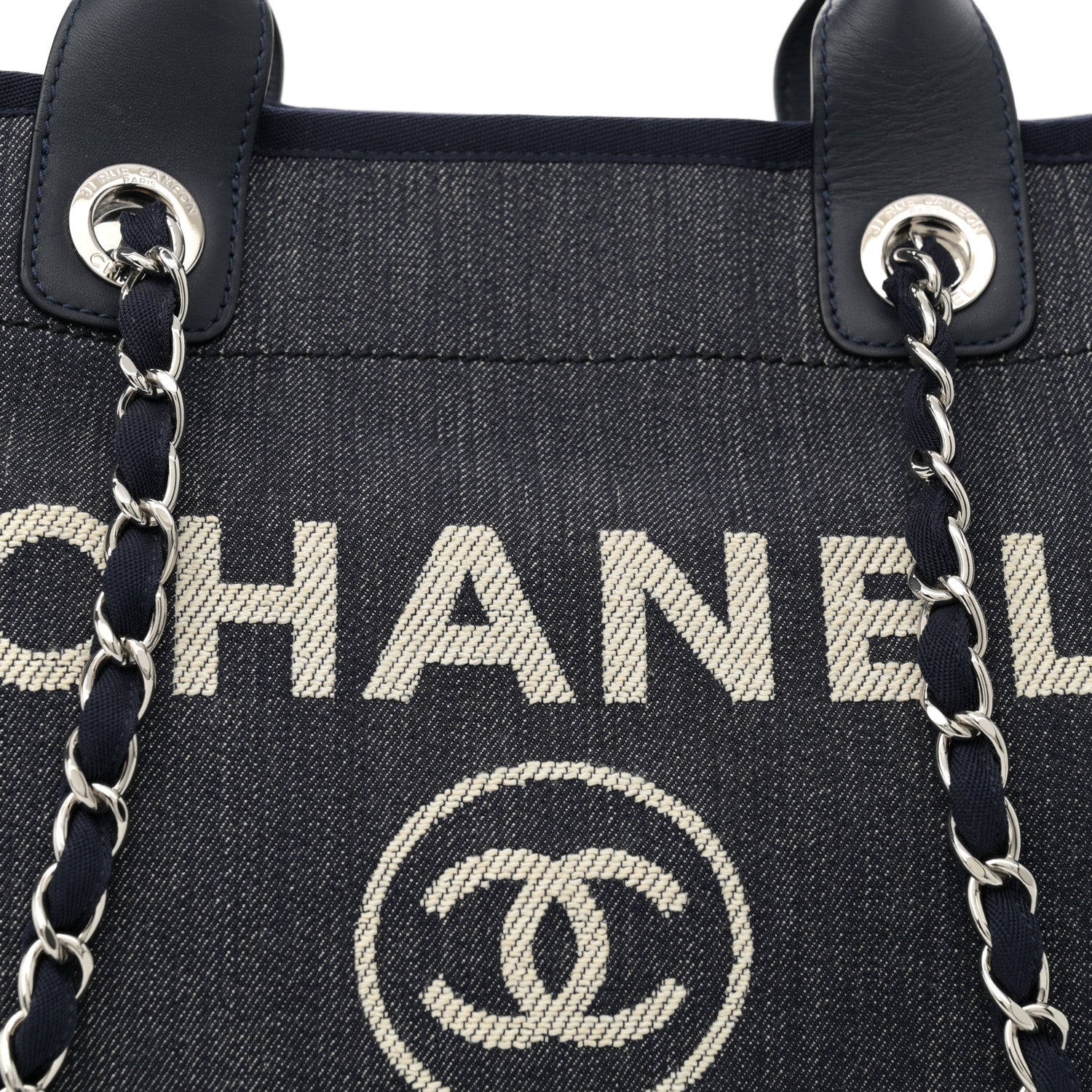 Chanel Denim Large Deauville Tote Dark Blue 8 of 11