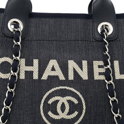 Chanel Denim Large Deauville Tote Dark Blue 8 of 11