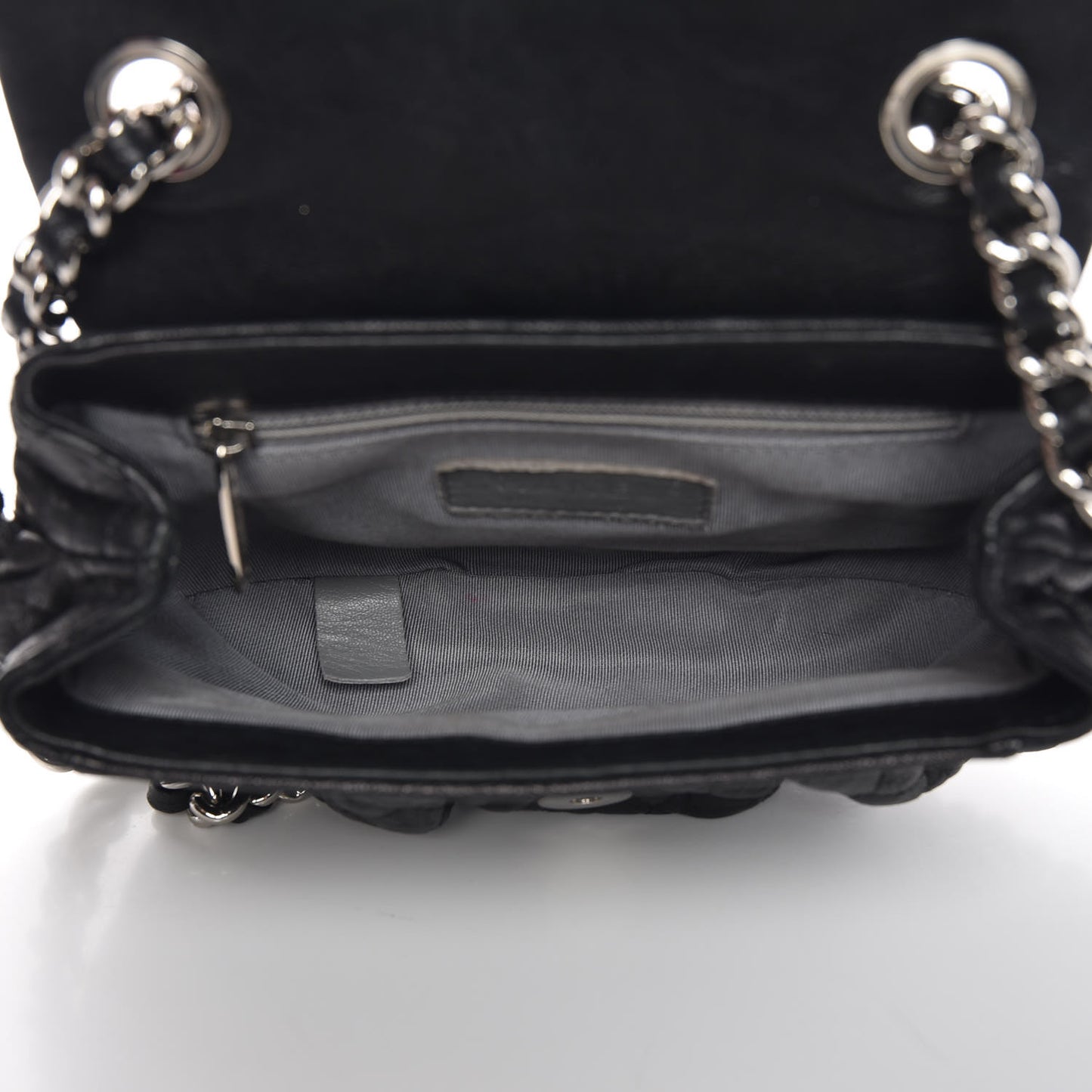 Washed Lambskin Quilted Mini Chain Around Flap Black
