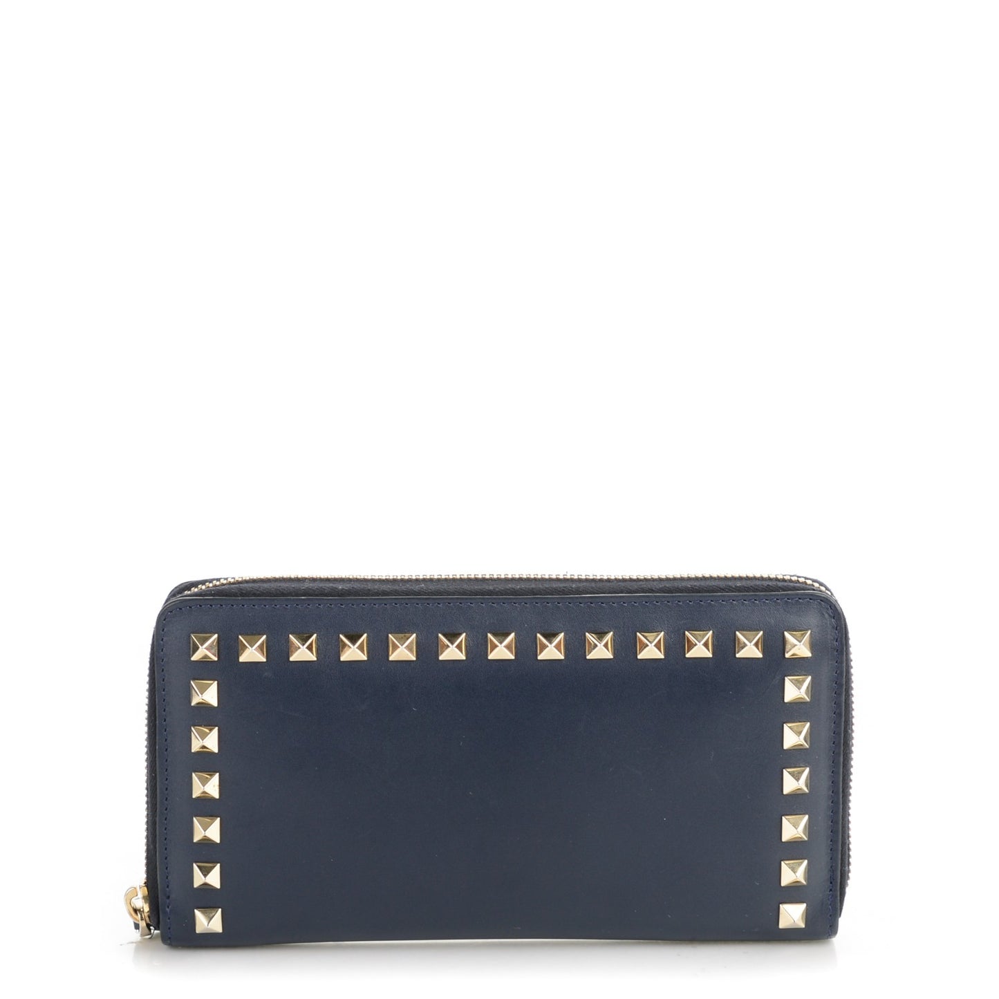Calfskin Rockstud Zip Around Wallet Marine