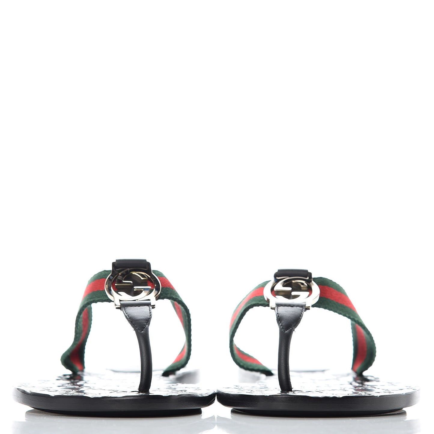 Nylon Guccissima Web Womens Thong Sandals 38.5 Green Red Black
