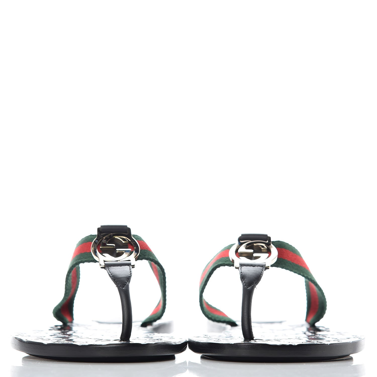 Gucci Nylon Guccissima Web Womens Thong Sandals 38.5 Green Red Black 2 of 12