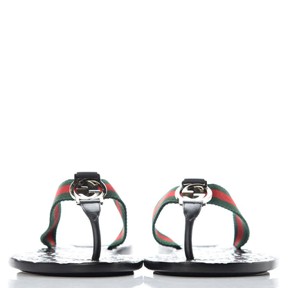 Gucci Nylon Guccissima Web Womens Thong Sandals 38.5 Green Red Black 2 of 12