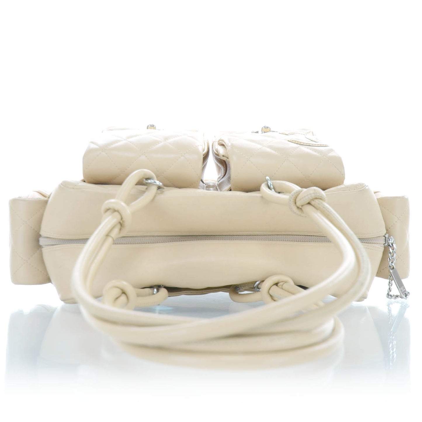 Calfskin Quilted Small Cambon Multipocket Reporter Beige