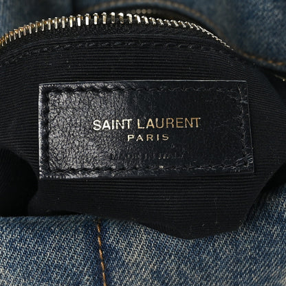 Saint Laurent Denim Quilted Small Loulou Puffer Monogram Chain Satchel Blue Cinnamon 6 of 9