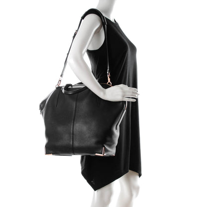 Alexander Wang Pebbled Calfskin Large Emile Black Rose Gold Hardware 2 of 7