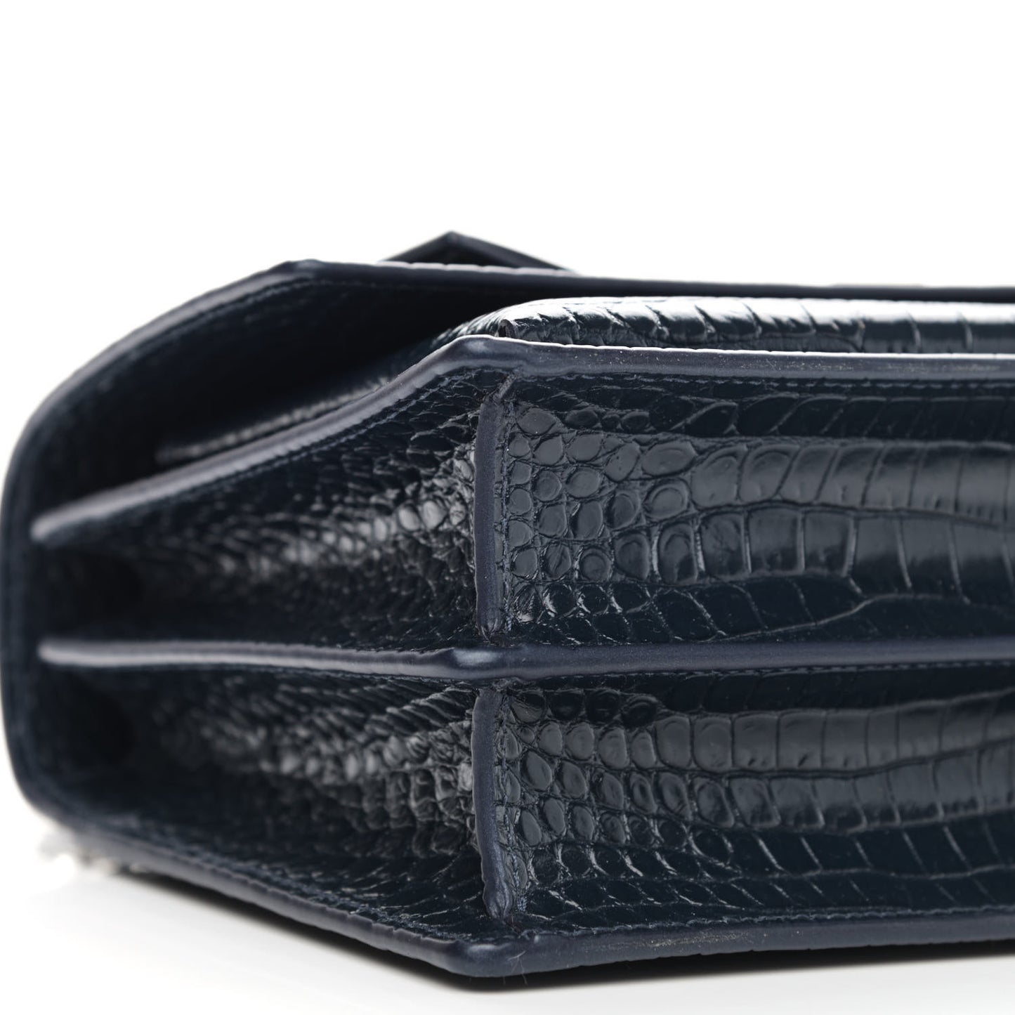 Calfskin Crocodile Embossed Medium Monogram Sunset Navy