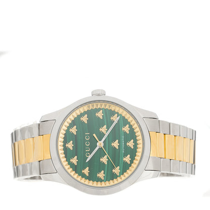 Gucci Stainless Steel Malachite 38mm G-Timeless Two Tone Bee Automatic Watch 2 of 5