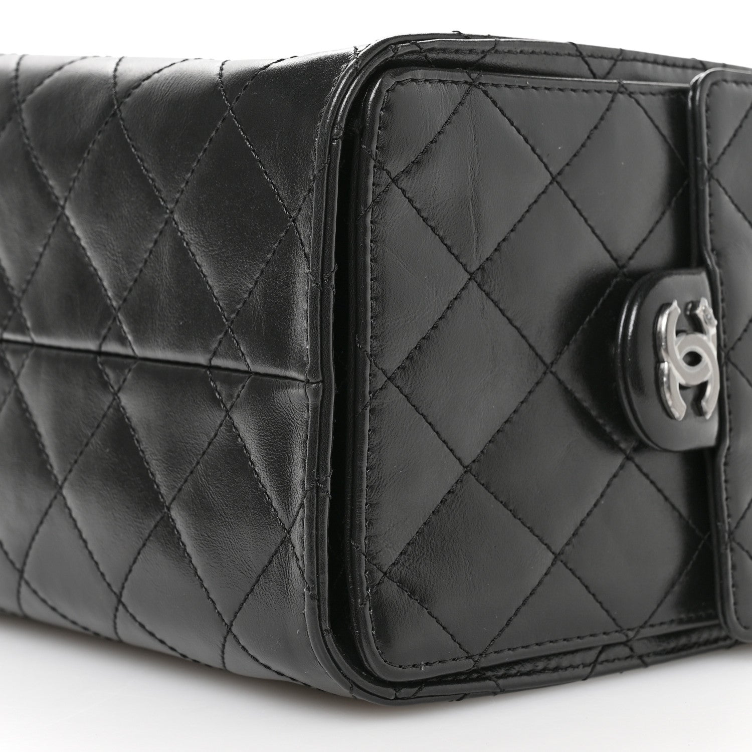 Chanel Shiny Crumpled Calfskin Quilted Small Chanel 25 Handbag Black 10 of 11