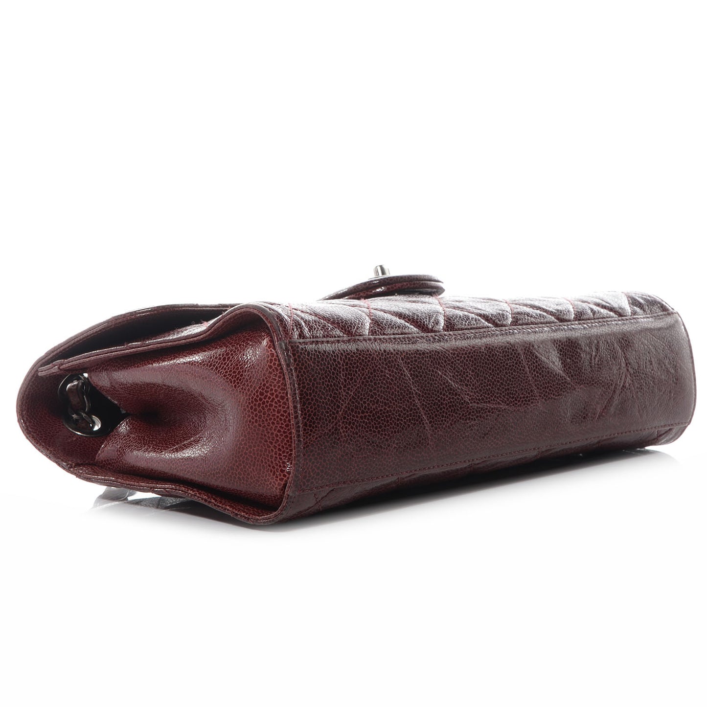 Crumpled Grained Calfskin Medium CC Crave Flap Bordeaux