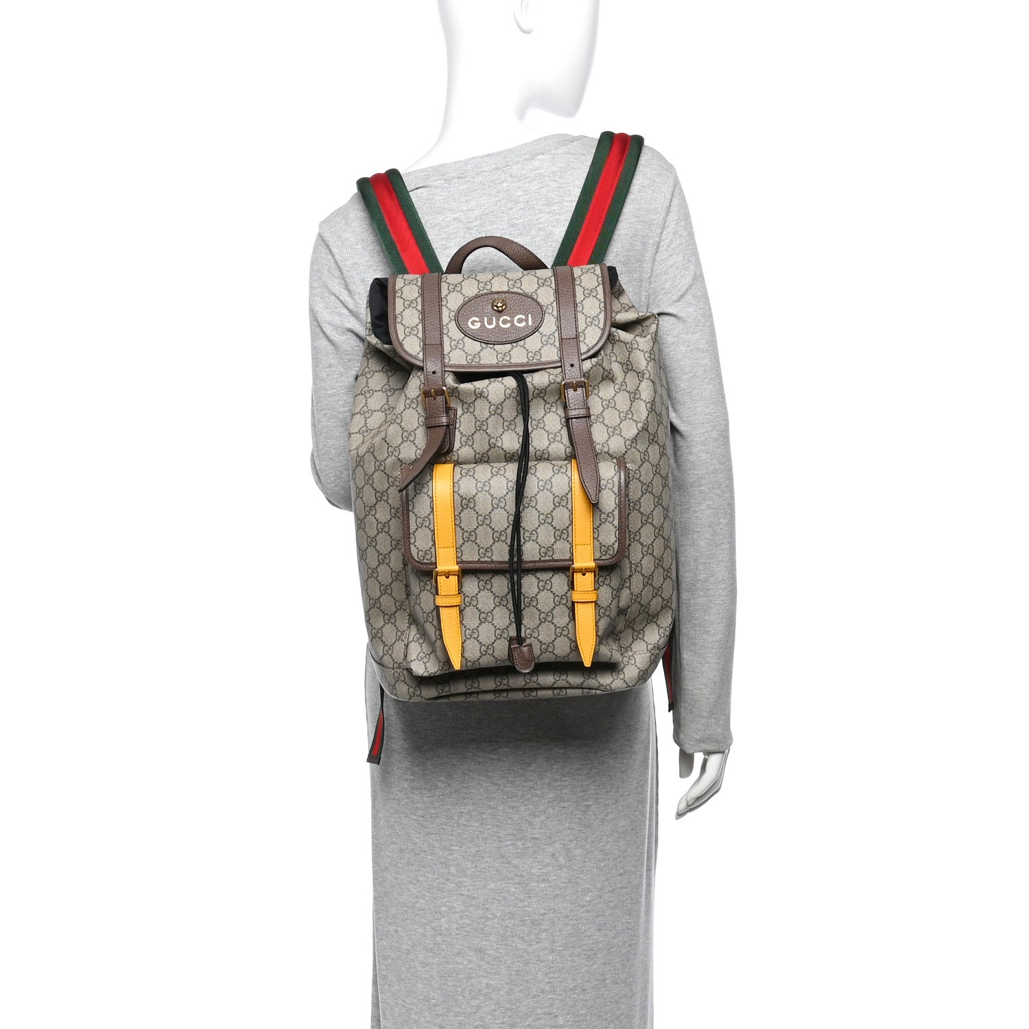 Gucci Soft GG Supreme Monogram Neo Vintage Double Buckle Backpack Beige New Acero Crop 2 of 9