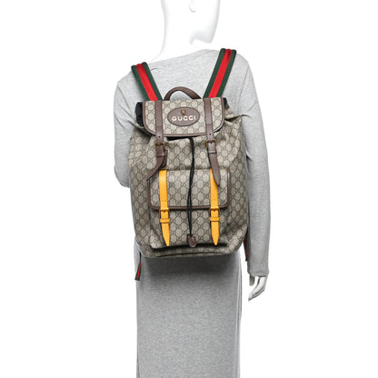 Gucci Soft GG Supreme Monogram Neo Vintage Double Buckle Backpack Beige New Acero Crop 2 of 9