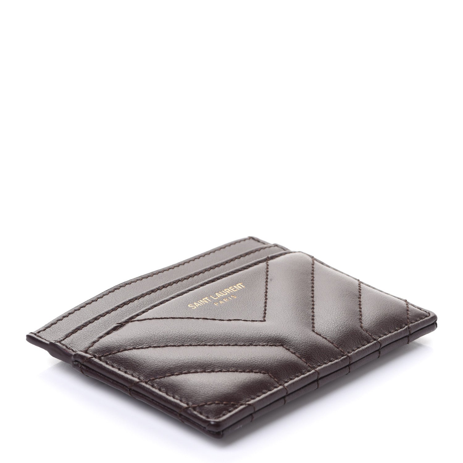 Saint Laurent Calfskin Y Quilted Joan Credit Card Case Umber 4 of 7