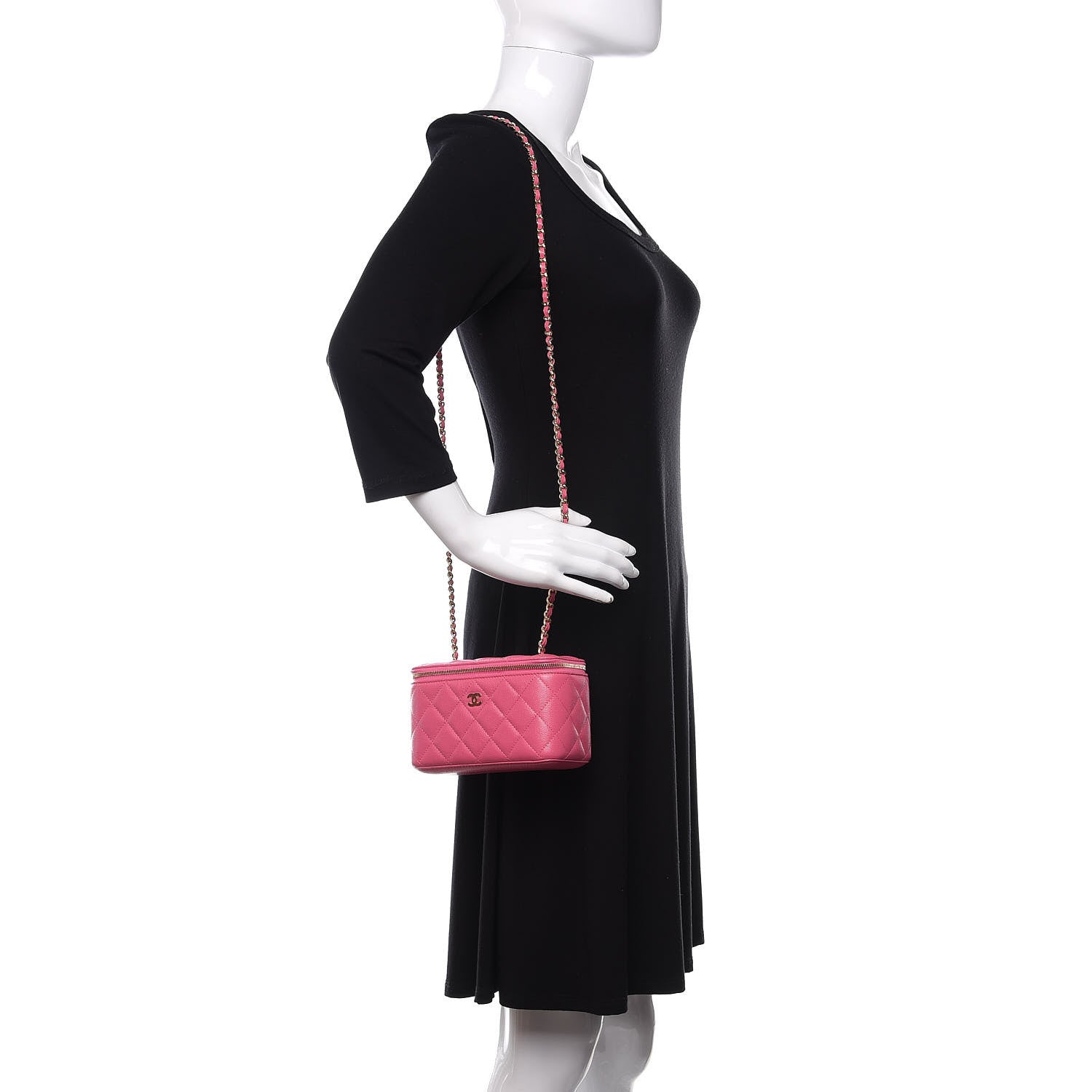 Chanel Caviar Quilted Small Vanity Case With Chain Pink 3 of 11