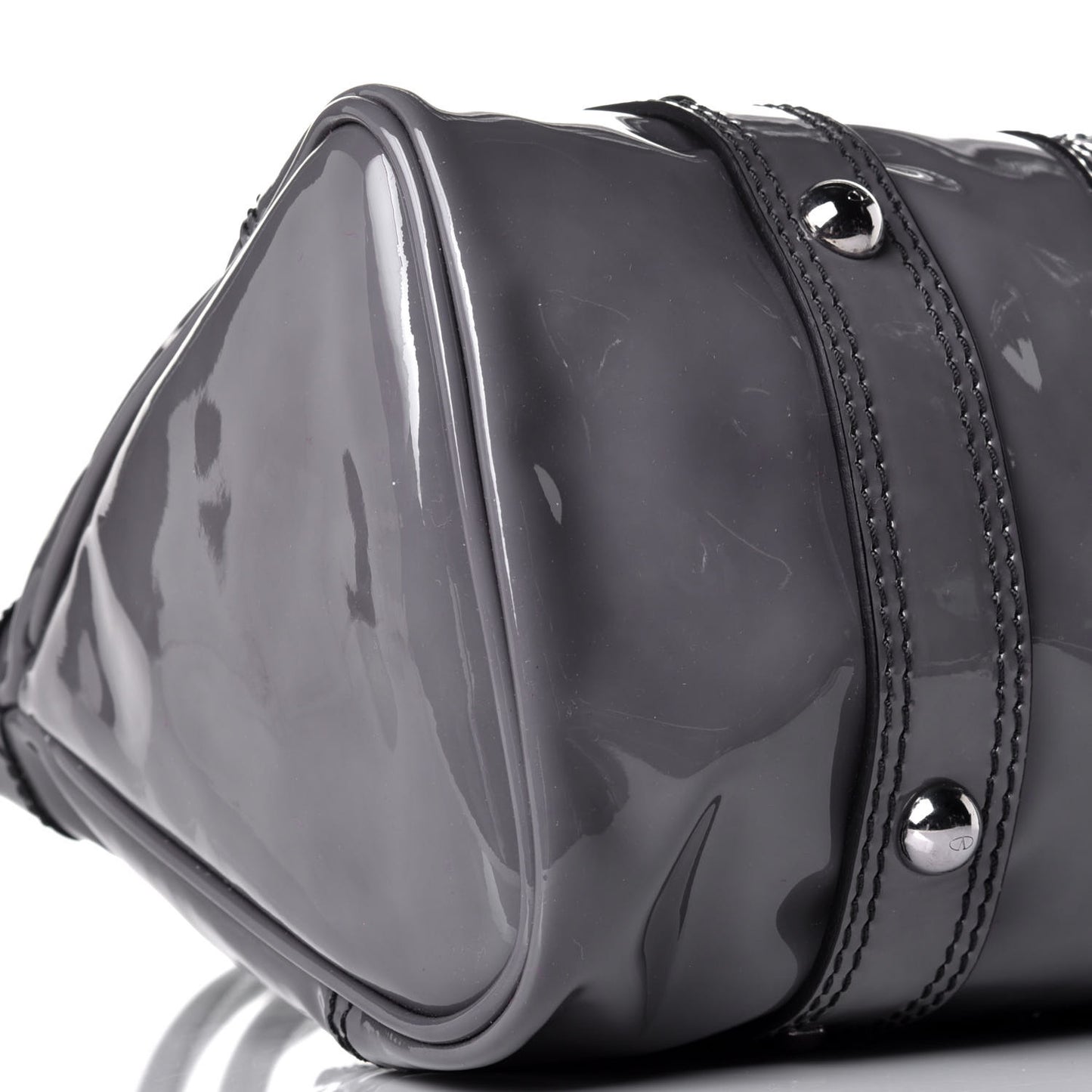 Patent Crystal Catch Satchel Grey