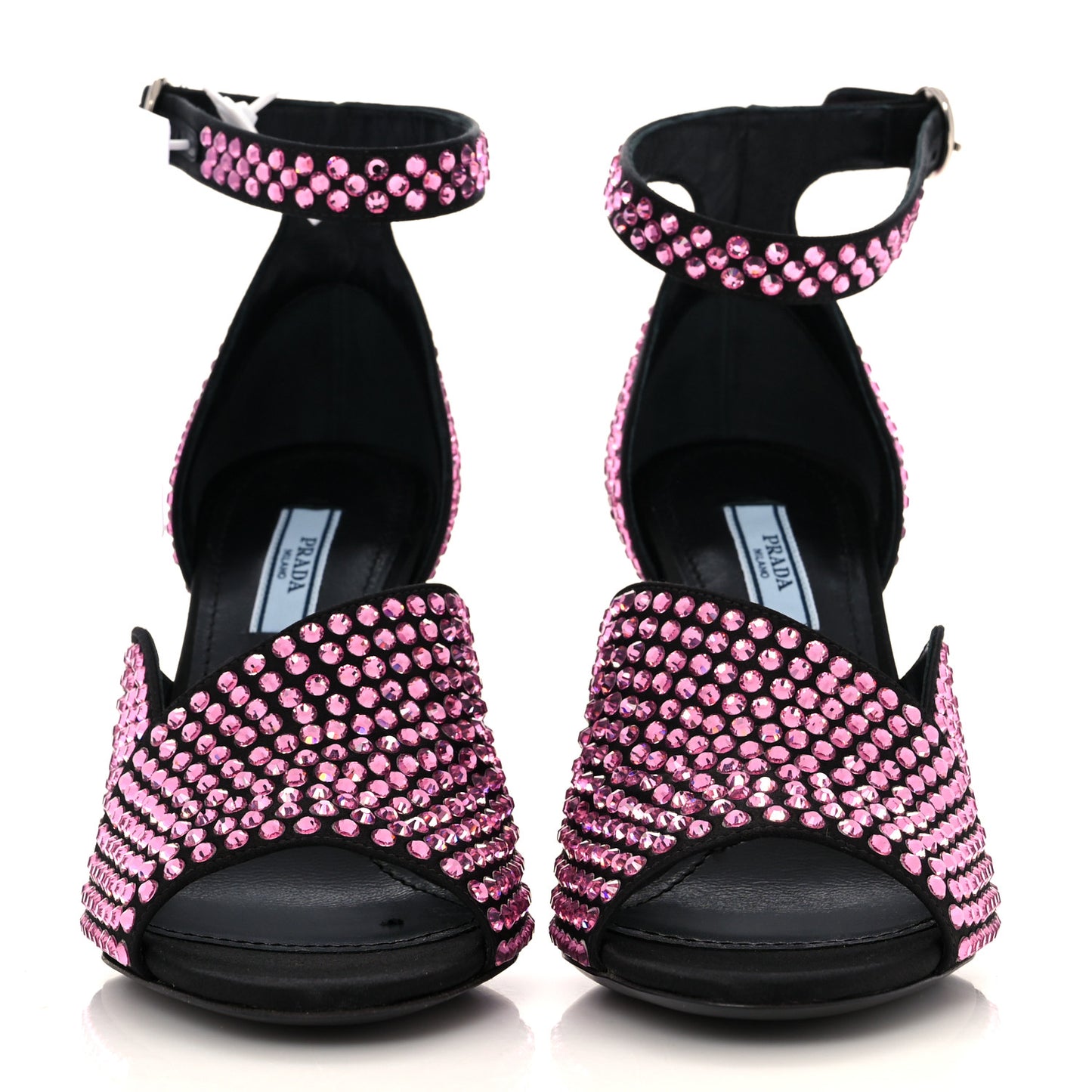 Satin Crystal Ankle Wrap 105mm Sandals 37 Rosa