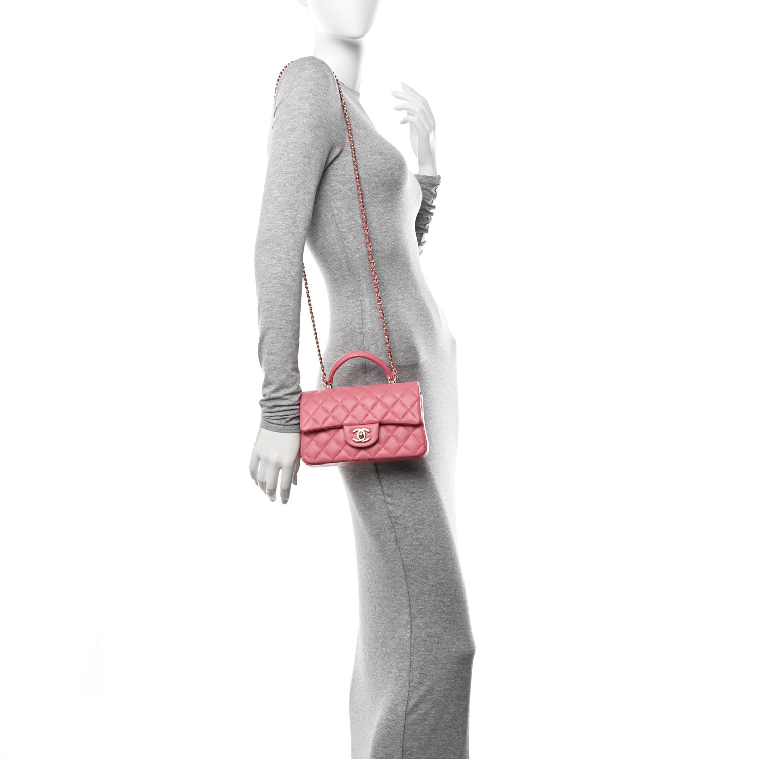 Chanel Caviar Quilted Mini Top Handle Rectangular Flap Pink 2 of 10