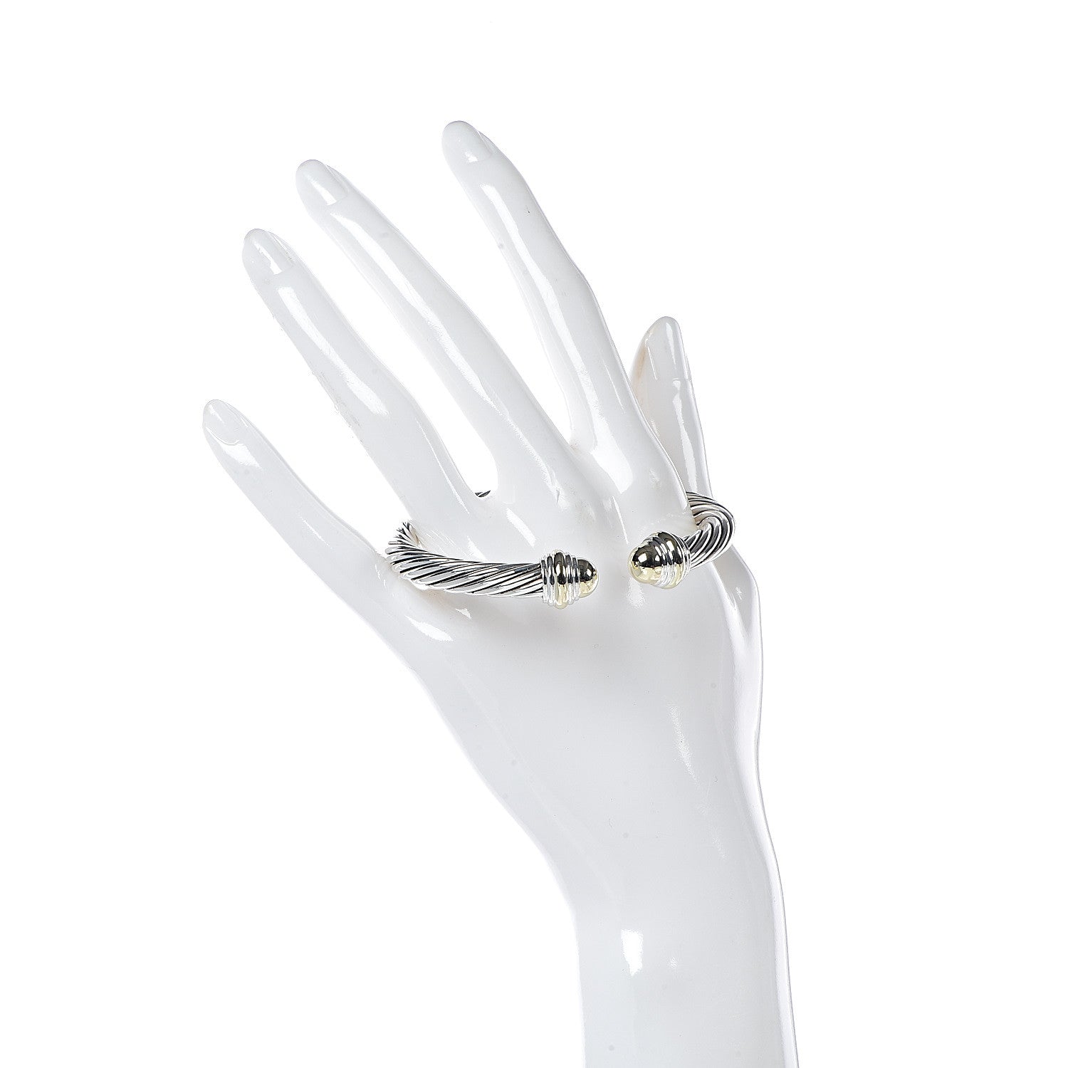 David Yurman Sterling Silver 14K Yellow Gold 7mm Cable Classics Bracelet 2 of 4
