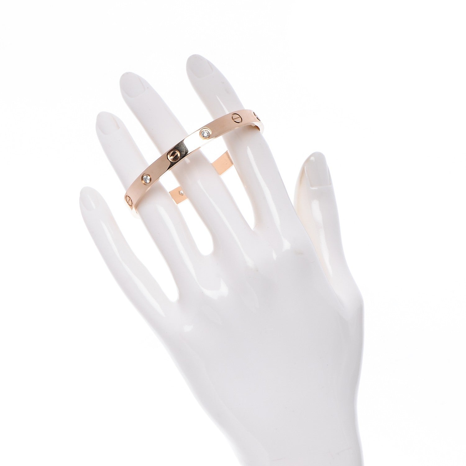 Cartier 18K Pink Gold 4 Diamond LOVE Bracelet 17 2 of 7
