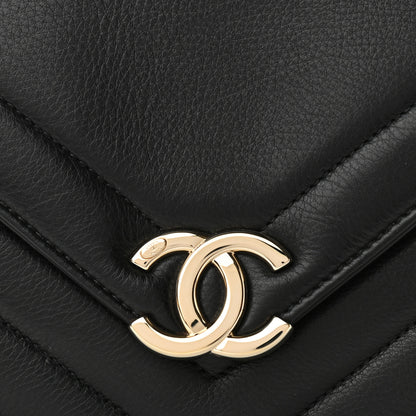 Chanel Calfskin Quilted Chevron Small Single Flap Black 10 of 11
