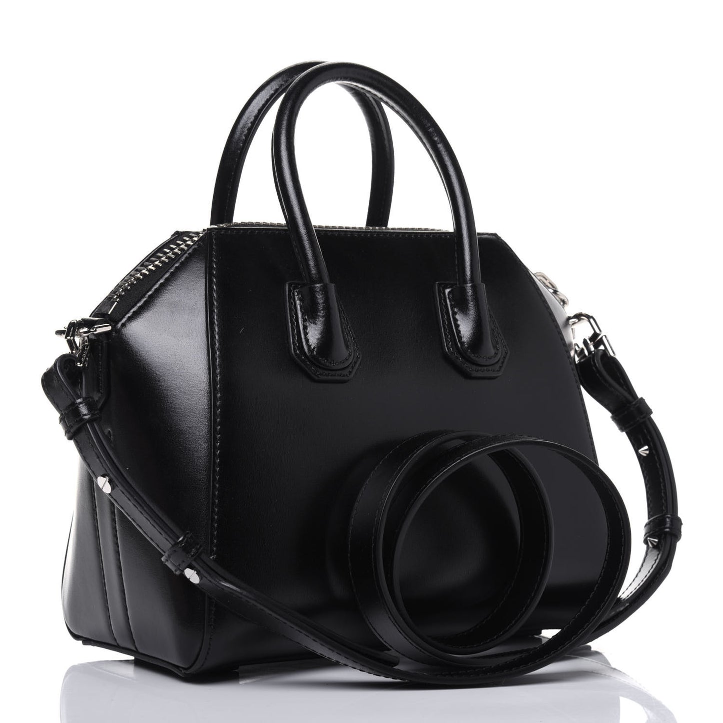 Shiny Lord Calfskin Mini Antigona Black