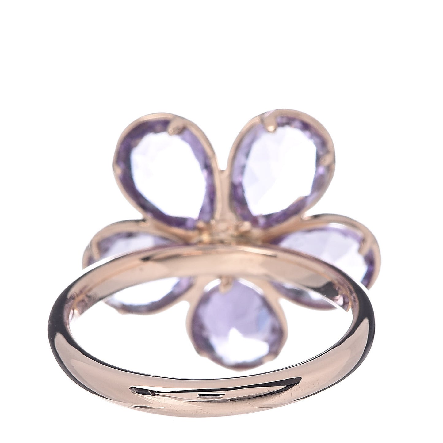 18K Rose Gold Amethyst Diamond Sparklers Flower Ring 51 5.75
