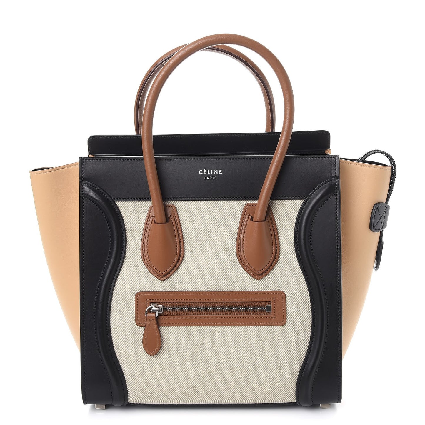 Calfskin Linen Micro Tri-Color Luggage Natural