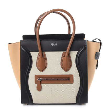 Celine Calfskin Linen Micro Tri-Color Luggage Natural 1 of 10