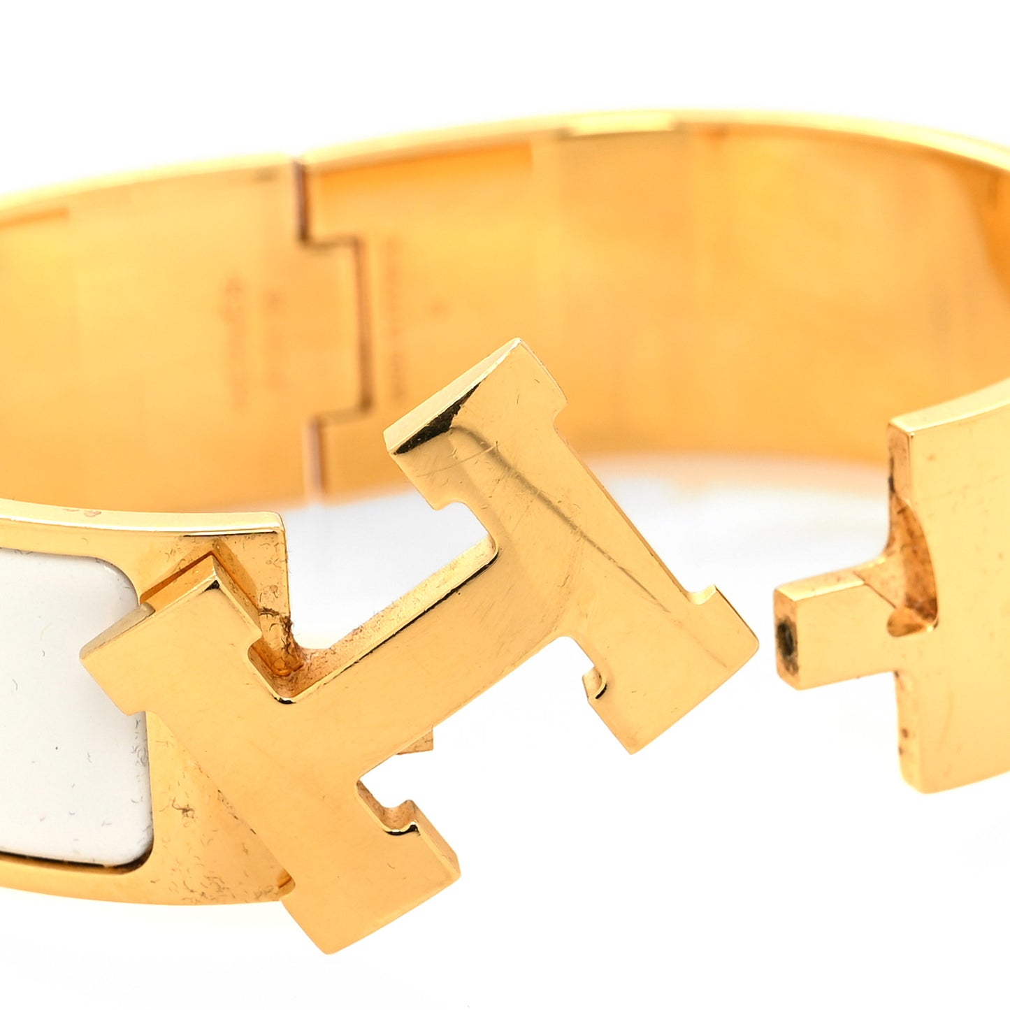 Enamel Wide Clic Clac H Bracelet GM White