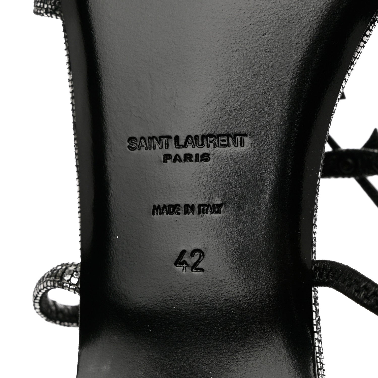 Saint Laurent Calfskin Cassandra Monogram Sandals 42 Argento 8 of 8