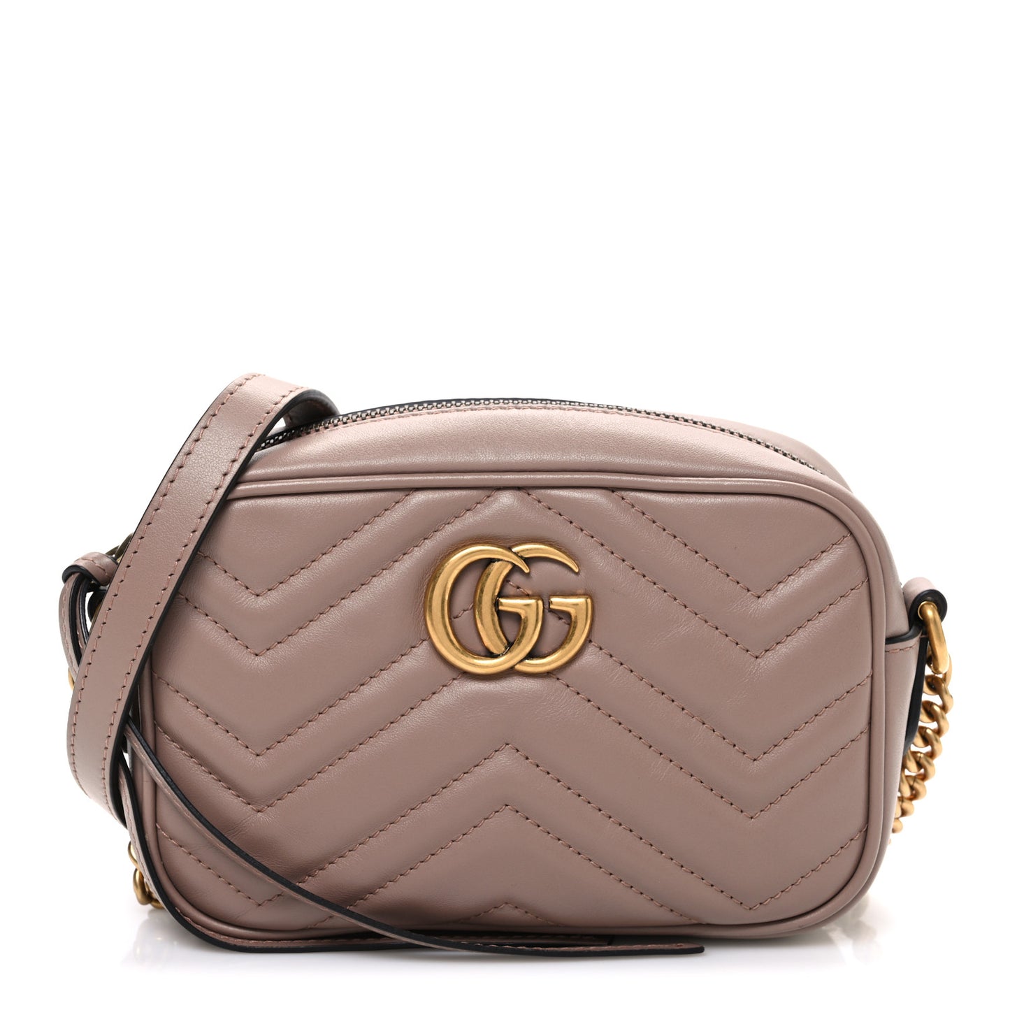 Calfskin Matelasse Mini GG Marmont Chain Shoulder Bag Porcelain Rose