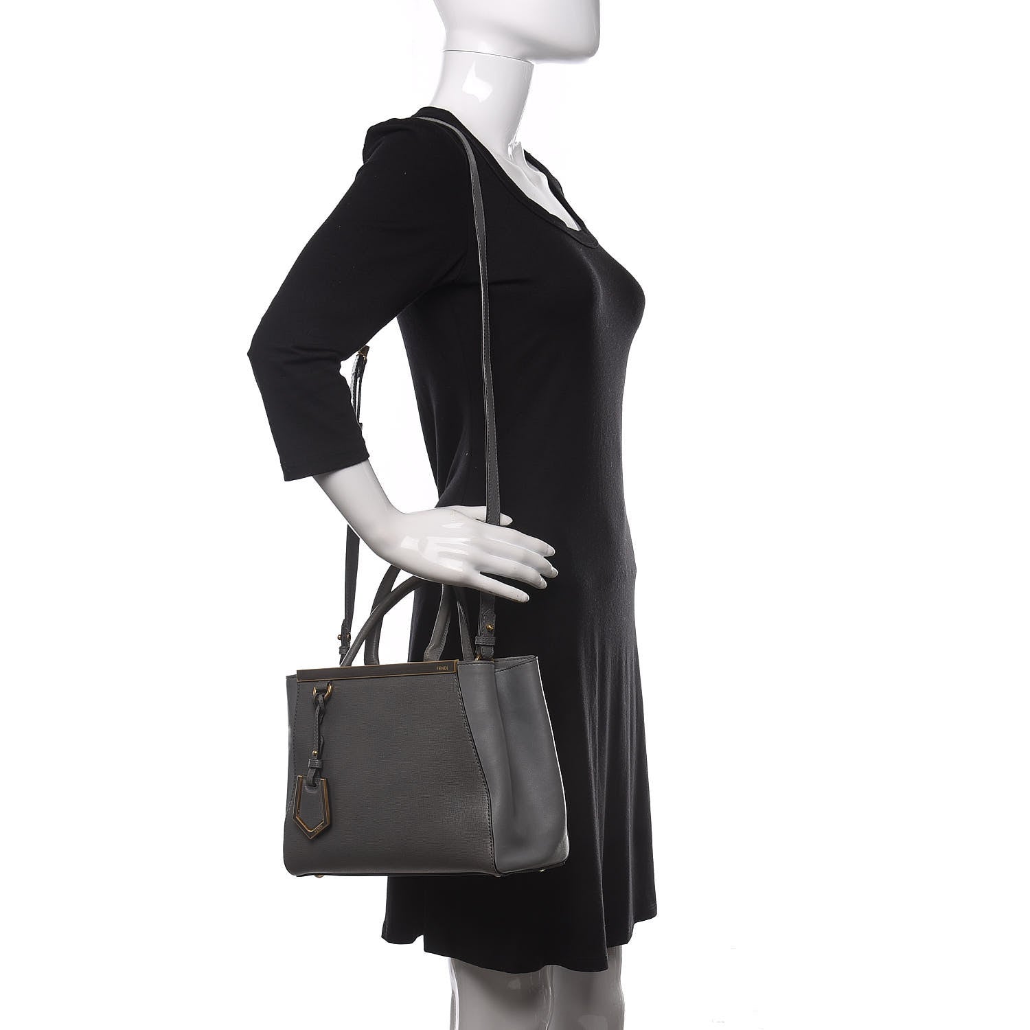 Fendi Vitello Elite Petite 2Jours Tote Grigio Grigio Chiaro 2 of 16