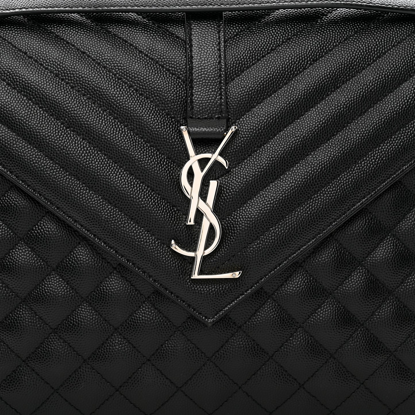 Grain De Poudre Textured Mixed Matelasse Large Triquilt Monogram Satchel Black