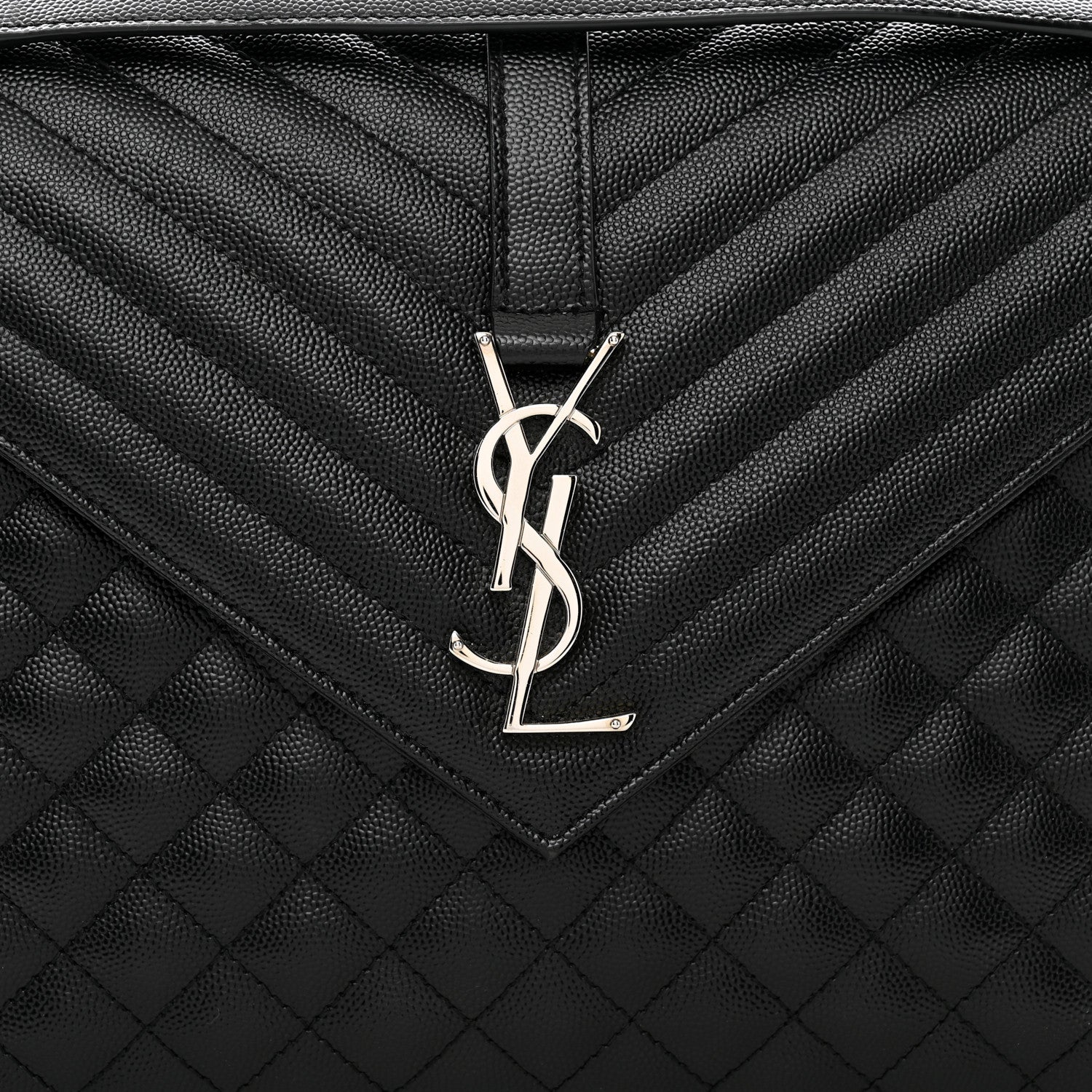 Saint Laurent Grain De Poudre Textured Mixed Matelasse Large Triquilt Monogram Satchel Black 5 of 10
