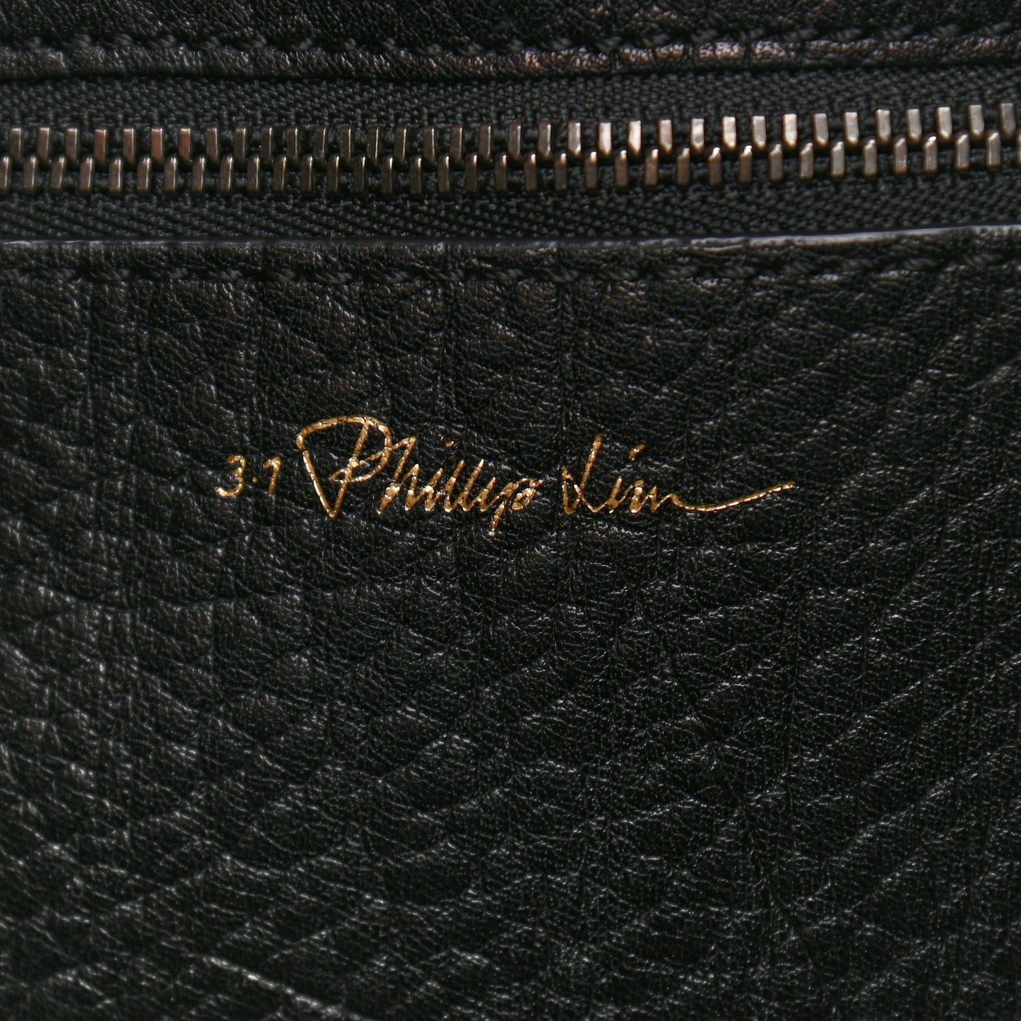 Textured Calfskin Shoulder Bag Black