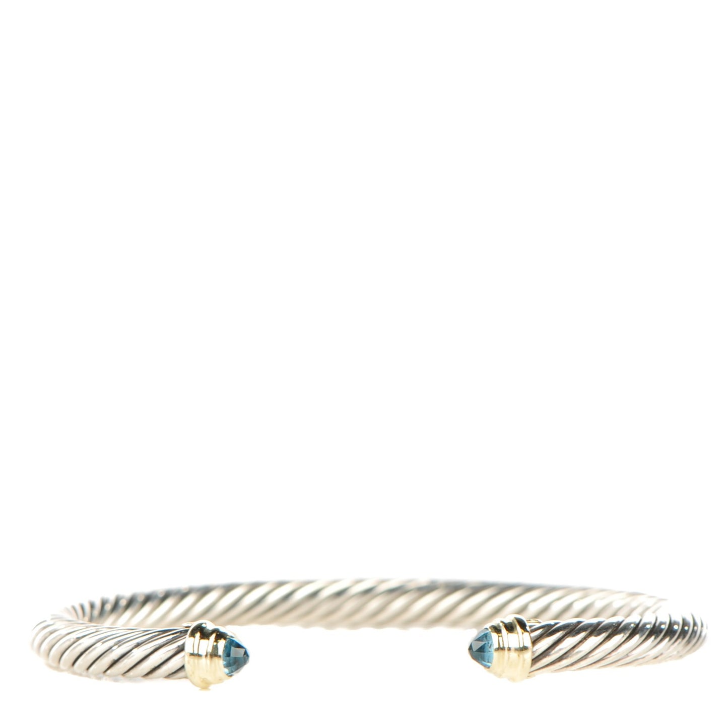 Sterling Silver 14K Yellow Gold Blue Topaz 5mm Cable Classics Petite Color Bracelet