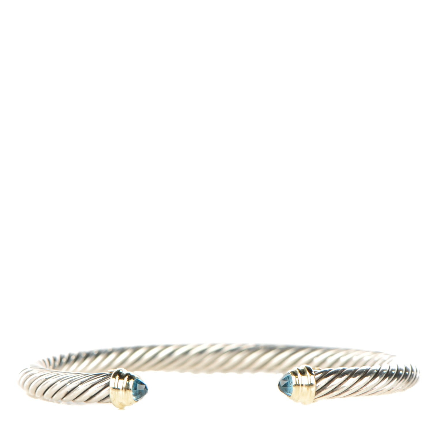 David Yurman Sterling Silver 14K Yellow Gold Blue Topaz 5mm Cable Classics Petite Color Bracelet 1 of 5