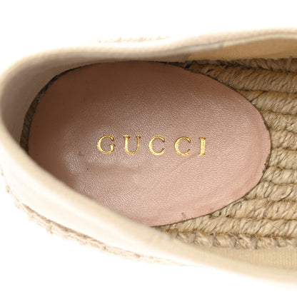 Gucci Canvas Logo Lace-Up Platform Espadrilles 36.5 Greggio Grege 7 of 8