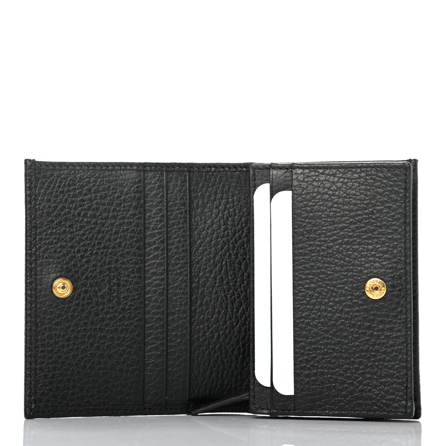 Pebbled Calfskin GG Marmont Card Case Black