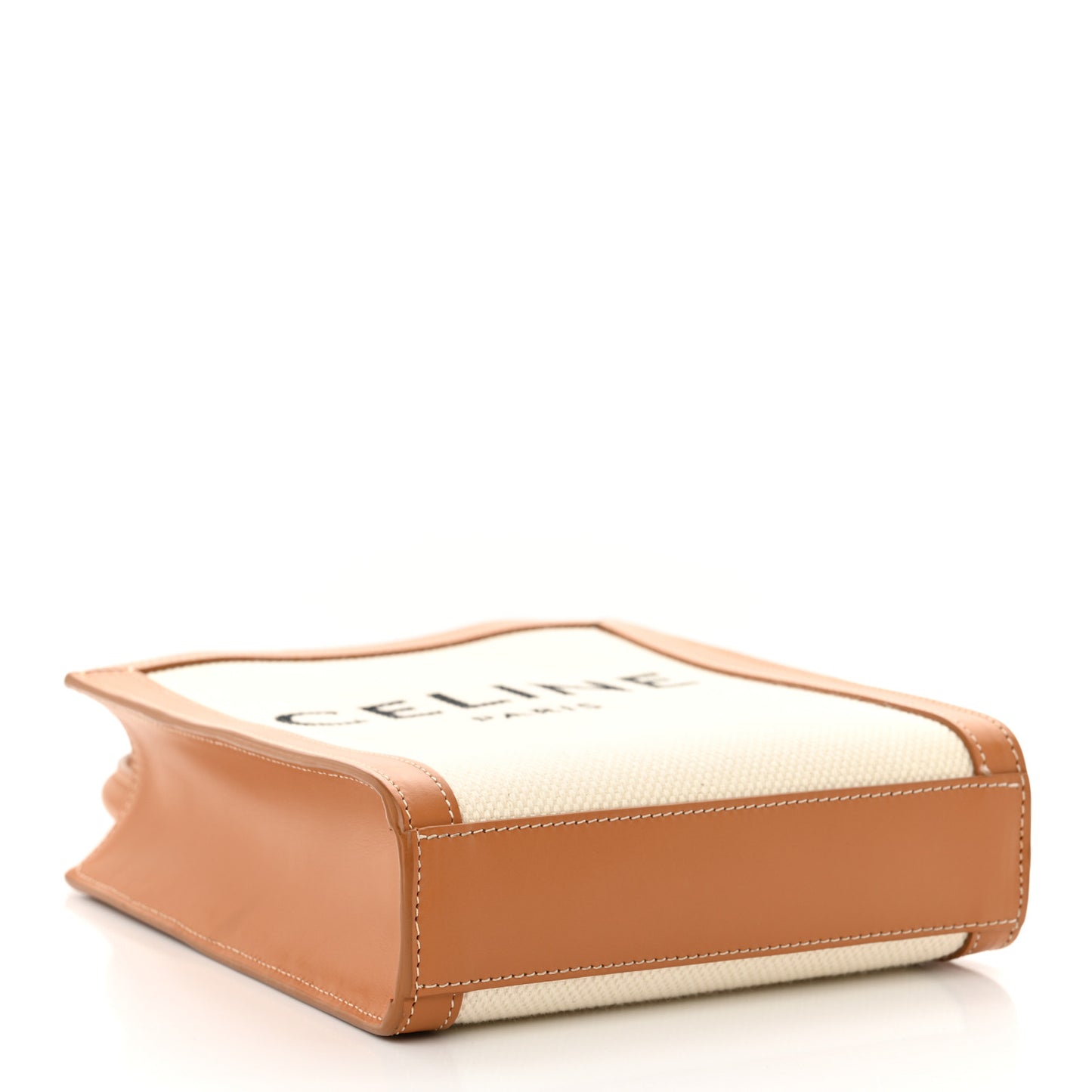 Canvas Calfskin Mini Vertical Cabas Natural Tan