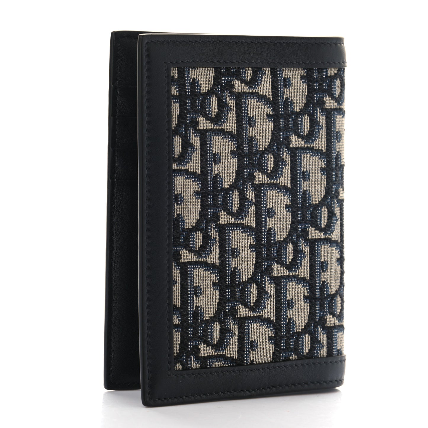 Calfskin Oblique Passport Holder Blue